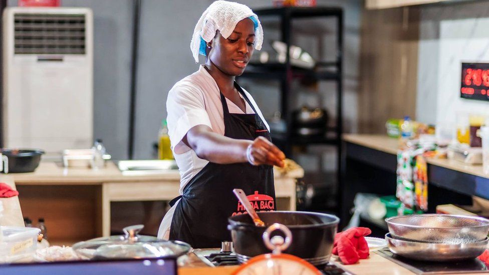 Hilda-Baci, a Nigerian chef who cooked for a 100-hour straight to set new world record. Credit: BBC