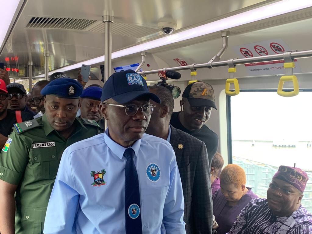 Babajide Sanwo-Olu, joining the first ride of Lagos Blue Rail on Monday