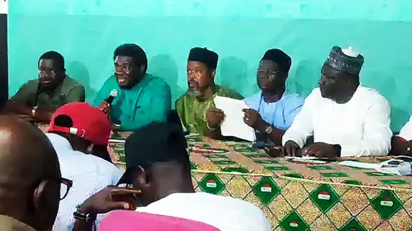 Leaders of the organised labour at their meeting in Abuja on November 7, 2023. Photo Credit: Channels TV