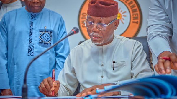 Governor-Lucky-Aiyedatiwa signing Ondo 2025 Budget in Akure on Monday, December 30, 2024