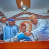 Ondo State Governor, Lucky Aiyedatiwa and Assembly Speaker, Olamide Oladjiji in Akure During the signing of 2025 Budget and other bills into law on 30th December 2024