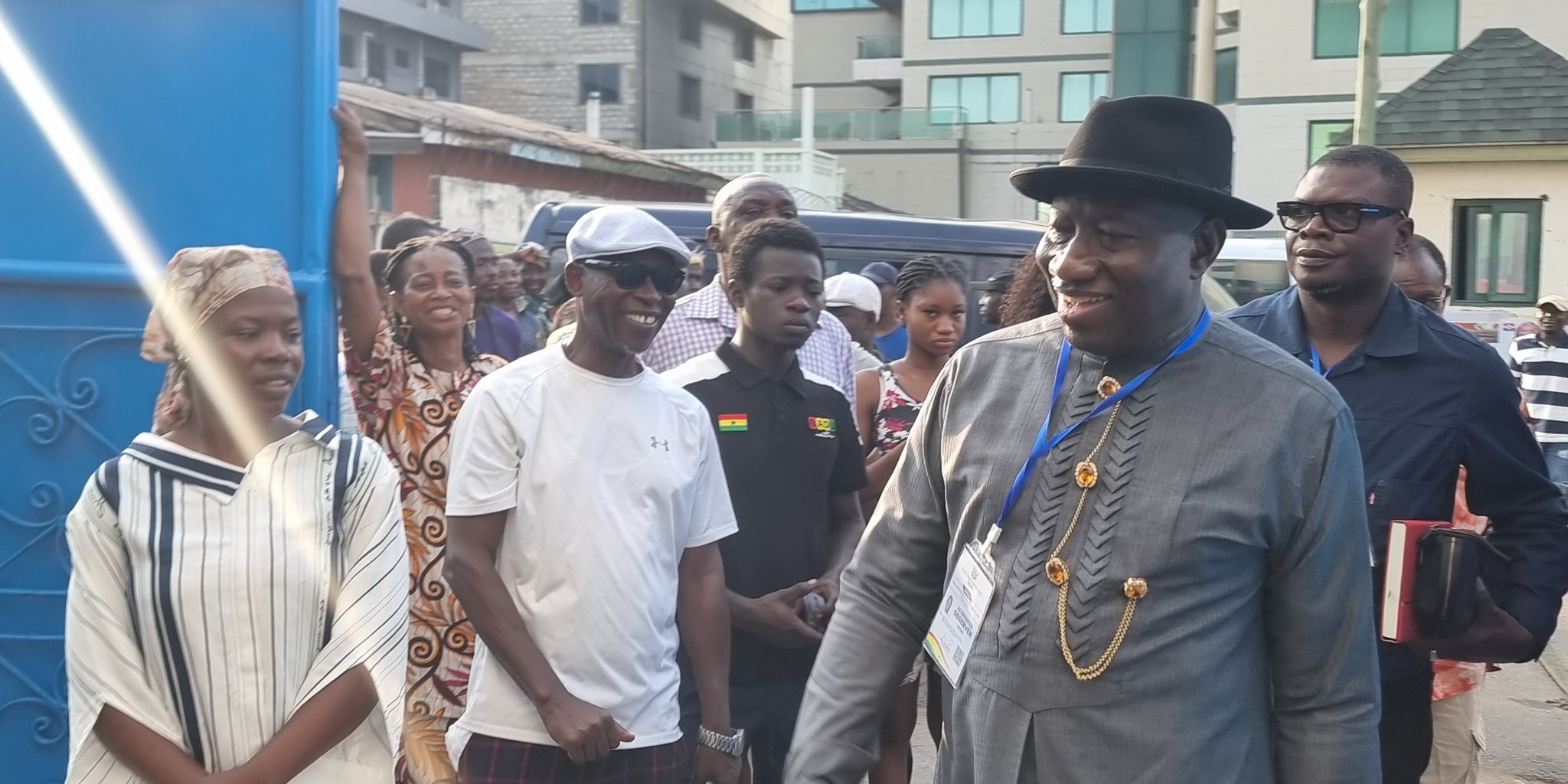 Godluck-Jonathan, Former President of Nigeria when he visited Ghana to monitor the presidential election.